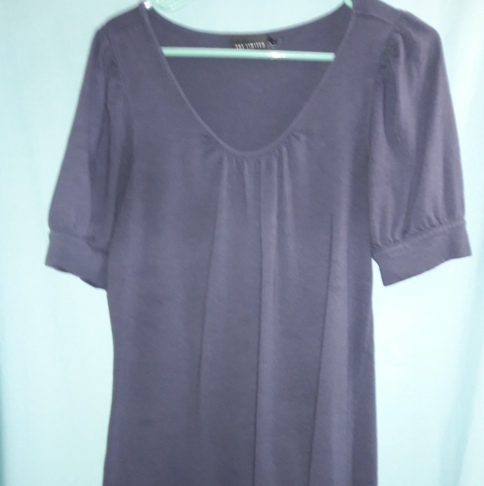 Navy cotton ruffle sleeve dress